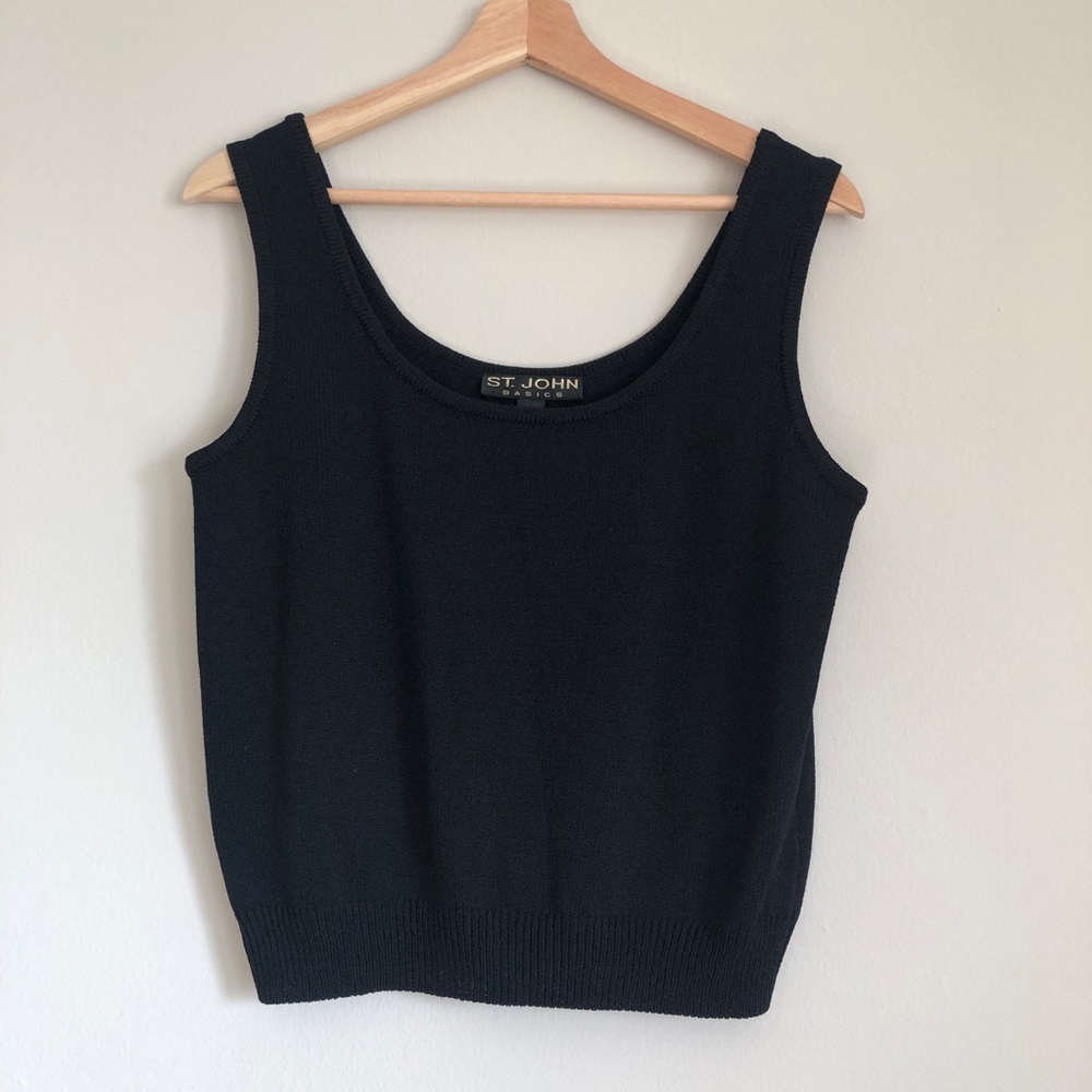 ST. JOHN Basics Santana Knit Black Tank Medium